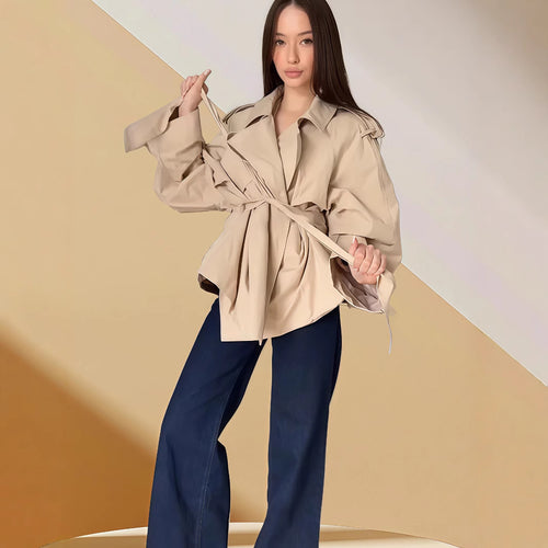 Damen elegante Trenchjacke mit strukturiertem Design Drune