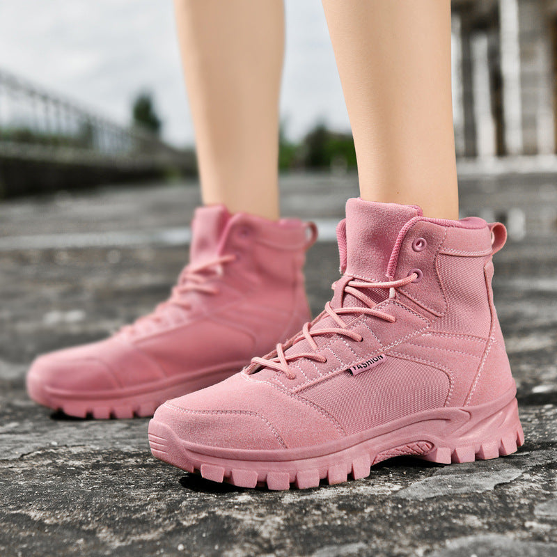 Damen Modische knöchelhohe Einsatz‑Stiefelette im Tactical‑Look mit griffiger Leichtprofilsohle Drune