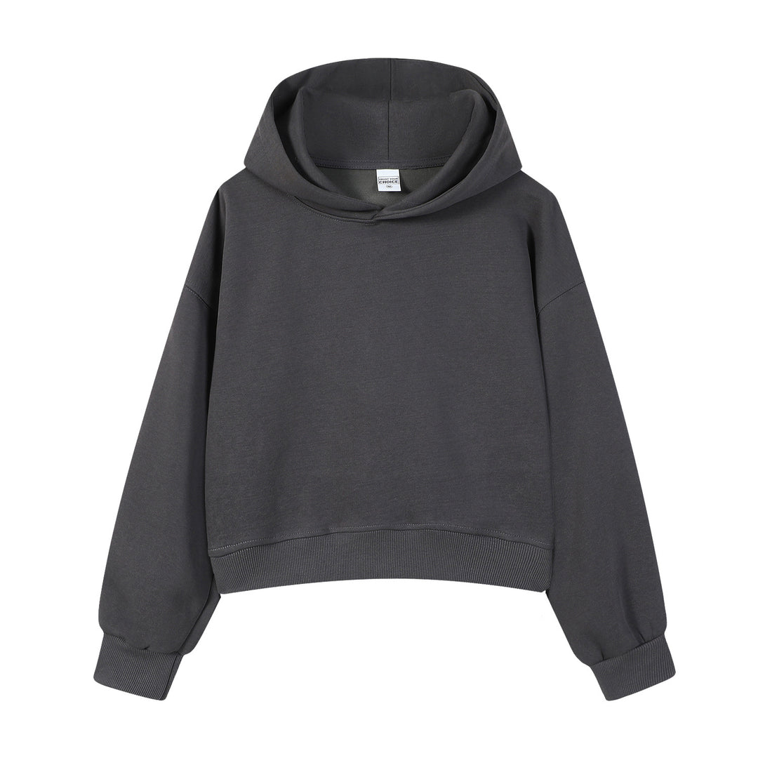 Damen modischer cropped Hoodie mit weitem Schnitt Drune