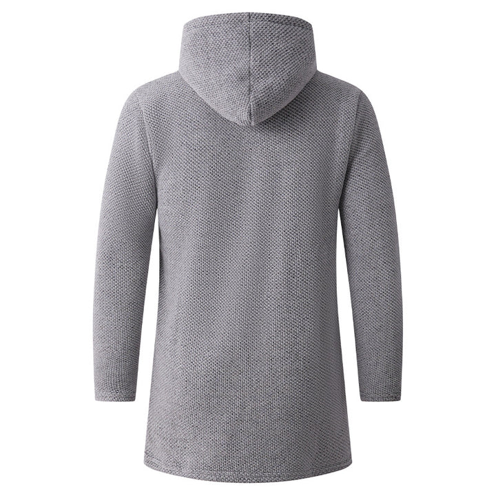 Herren nan taillierter Strickmantel mit Kapuze, durchgehendem Reißverschluss und wärmender Teddyfutter-Innenseite Drune
