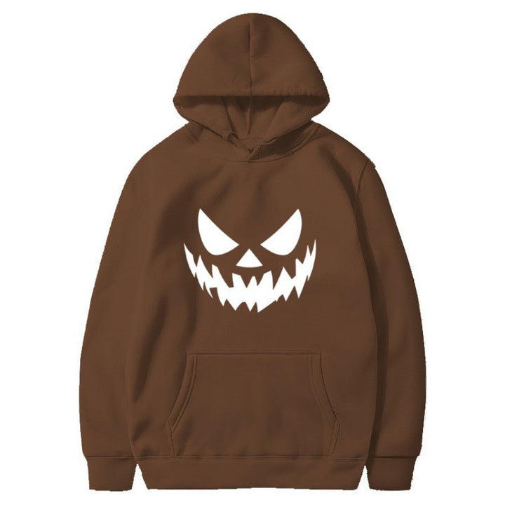 Unisex nan Kapuzenpullover mit gruseligem Kürbisgesicht-Print und Oversize Kängurutasche Drune