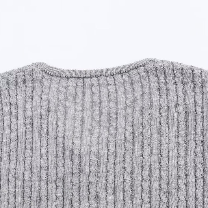 Damen Langarmshirt mit strukturiertem Rippdesign und Knopfdetails Drune