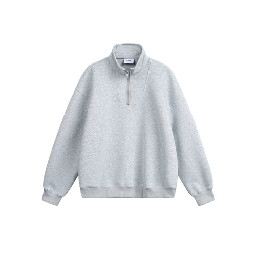 Damen Oversize Sweatshirt mit halbem Reißverschluss und Stehkragen Drune