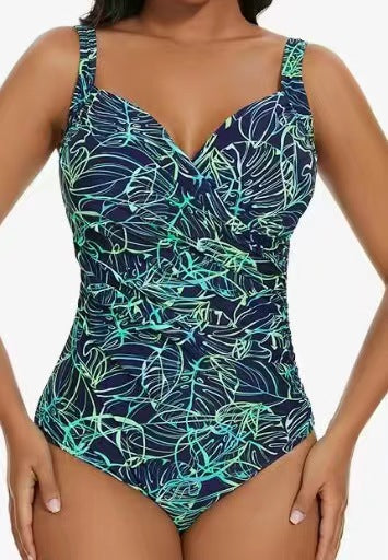 Damen Eleganter Hochgeschnittener Badeanzug mit Wildleoparden-Muster Drune