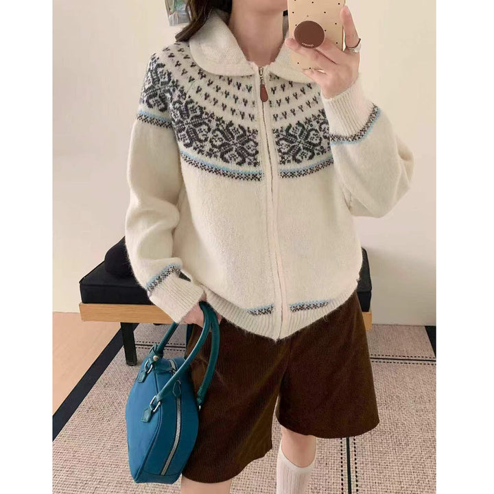 Damen Gemütlicher Strickpullover mit hochgeschlossenem Kragen Drune