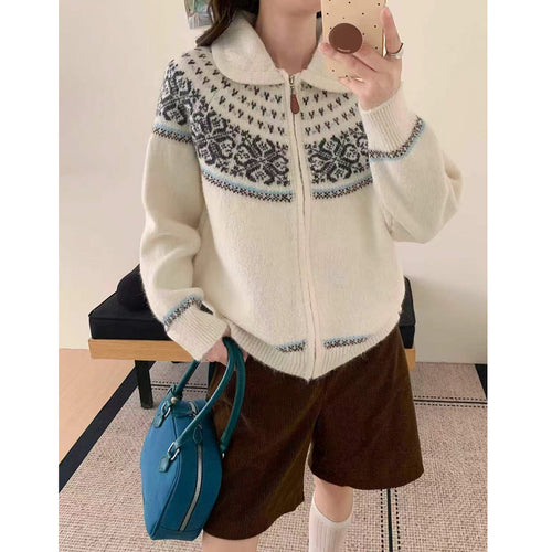 Damen Gemütlicher Strickpullover mit hochgeschlossenem Kragen Drune