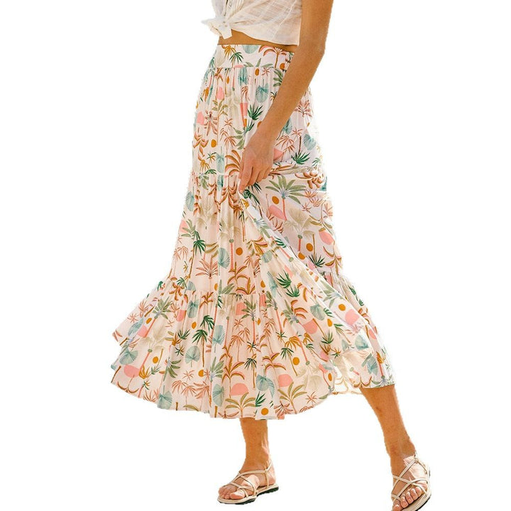Damen Maxirock mit fließendem Schnitt und floralem Design Drune