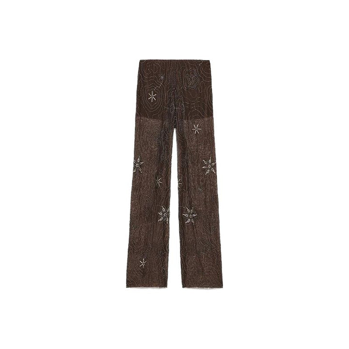 Damen Elegante, bestickte Pailetten-Hose im Palazzo-Stil Drune