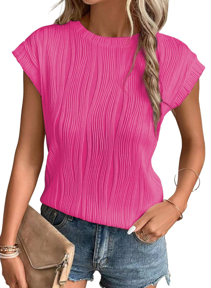 Drune | Einfarbiges Rundhalsausschnitt Loose Kurzarm T-Shirt Top