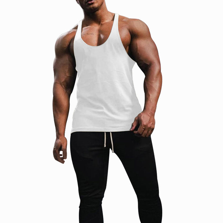 Herren nan athletisches Tanktop mit tiefem Armausschnitt und schmalen Trägern am Rücken aus Baumwollstretch Drune