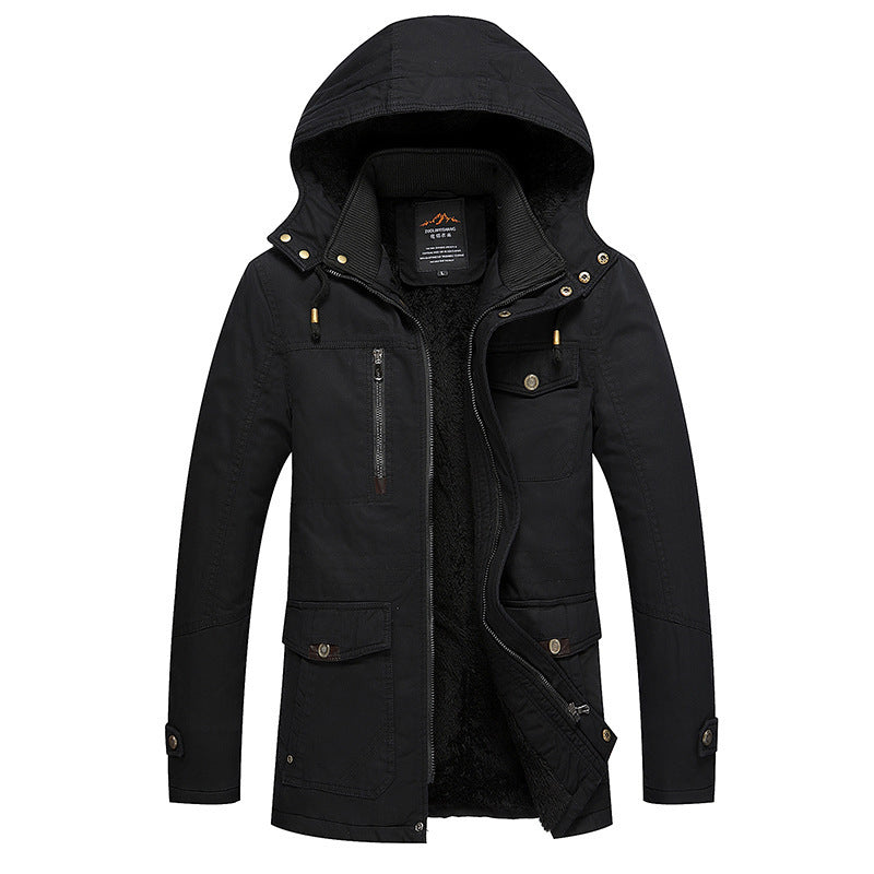 Herren Utility-Parka mit kuscheliger Sherpa‑Fütterung, Kapuze und Cargo‑Taschen Drune