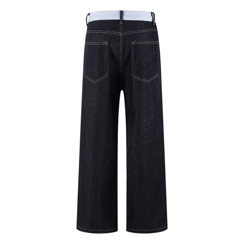 Damen Weite Denim-Hose im Culotte-Stil mit Karomuster-Taschen und hoher Taille Drune
