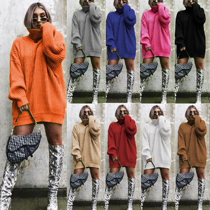 Damen Großer Strickpullover mit hohem Kragen und kantigem Schnitt Drune
