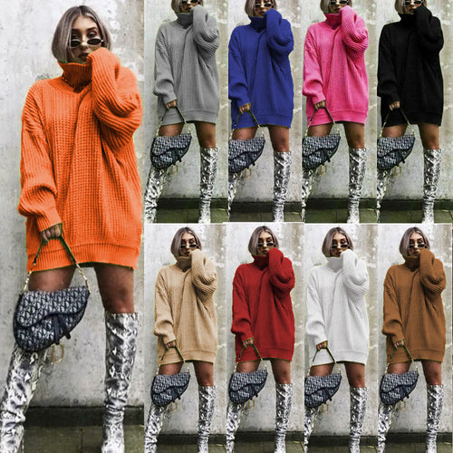 Damen Großer Strickpullover mit hohem Kragen und kantigem Schnitt Drune