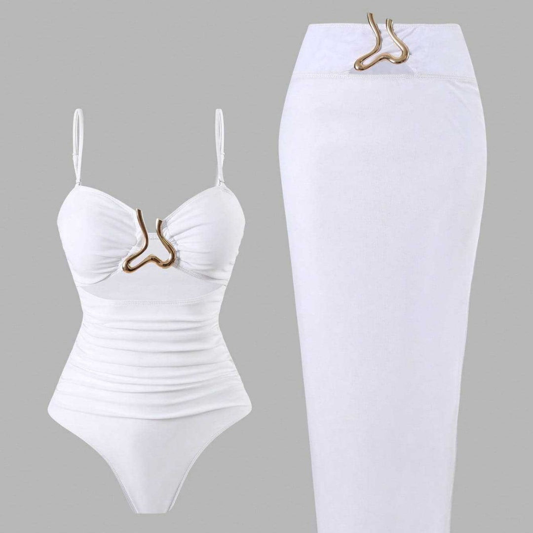 Damen Eleganter Badeanzug mit schickem Wrap-Rock Drune