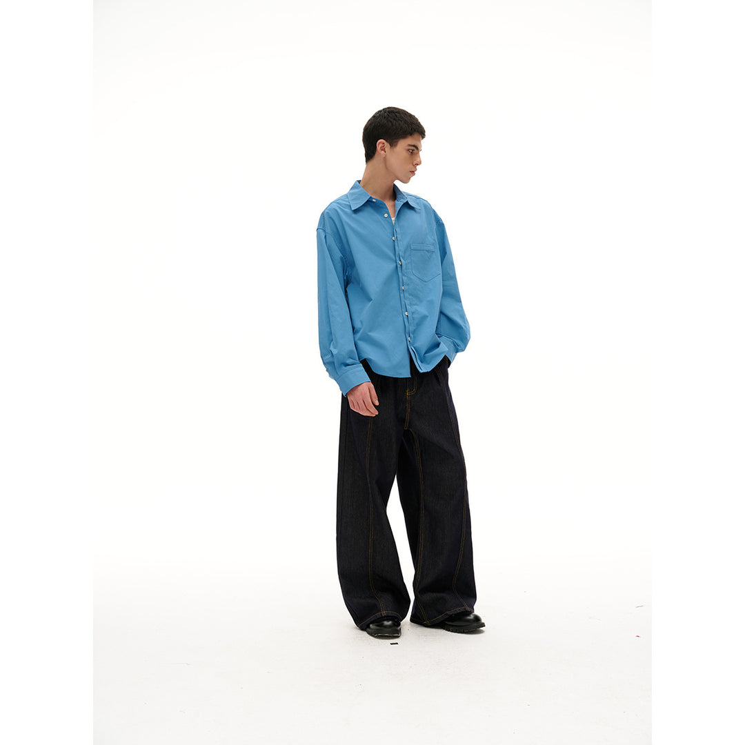 Damen Oversize‑Hemdbluse mit Brusttasche und verdeckter Knopfleiste Drune