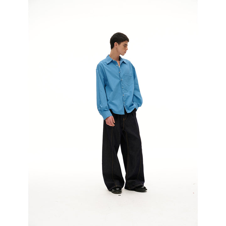 Damen Oversize‑Hemdbluse mit Brusttasche und verdeckter Knopfleiste Drune