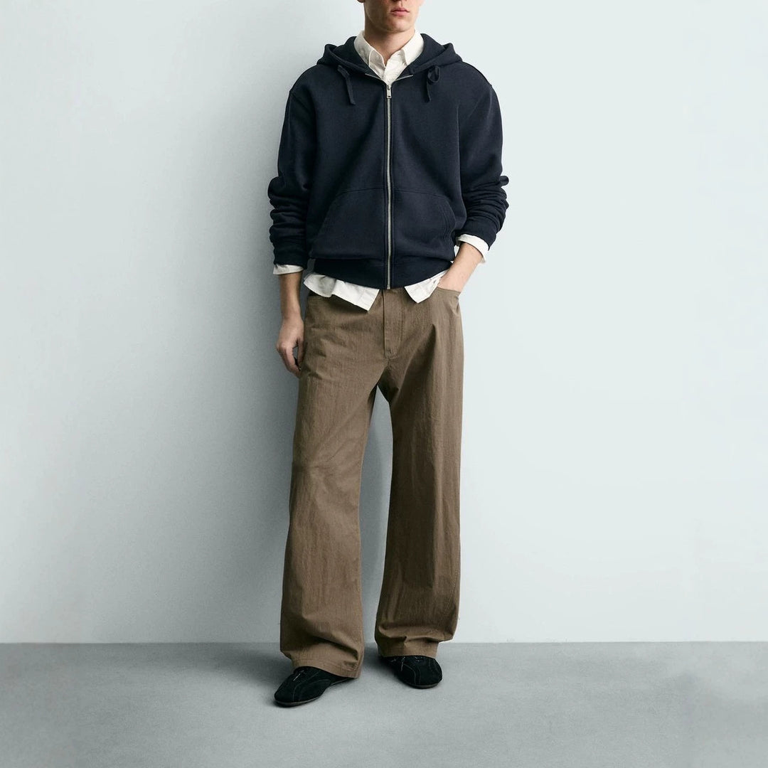 Damen Weite kurzgeschnittene Chinohose mit hoher Taille und Fünf-Taschen-Design Drune