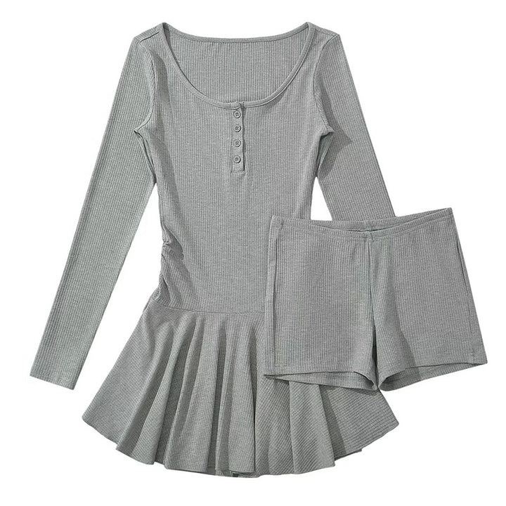 Damen Langarm Kleid mit fließendem Rock Drune