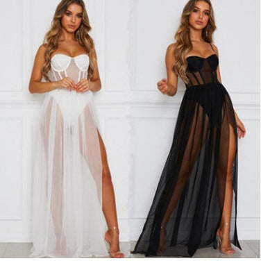 Damen aufregendes Spitzen-Negligé mit verführerischem tiefem V-Ausschnitt und transparenter Silhouette Drune