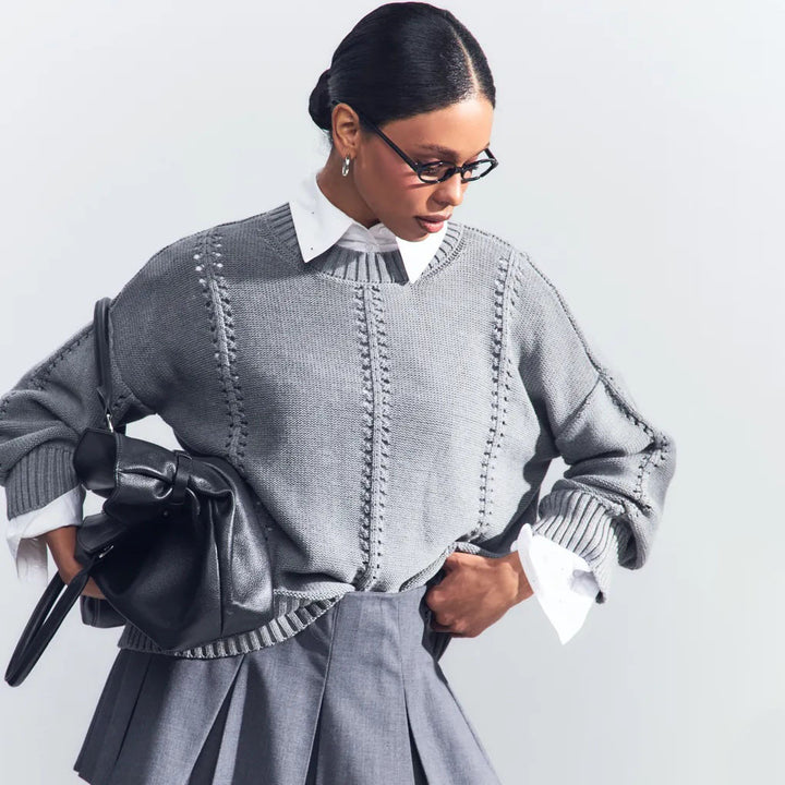 Damen Lässiger Strickpullover mit modernem Schnitt Drune