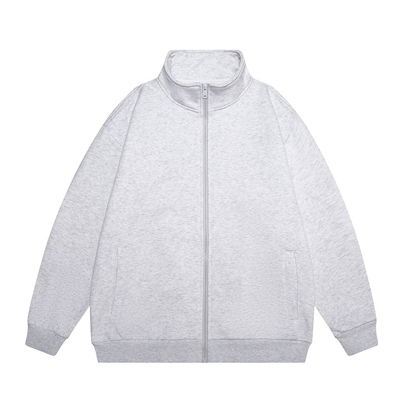 Herren Oversize Sweatjacke mit Stehkragen, durchgehendem Reißverschluss und geripptem Saum Drune