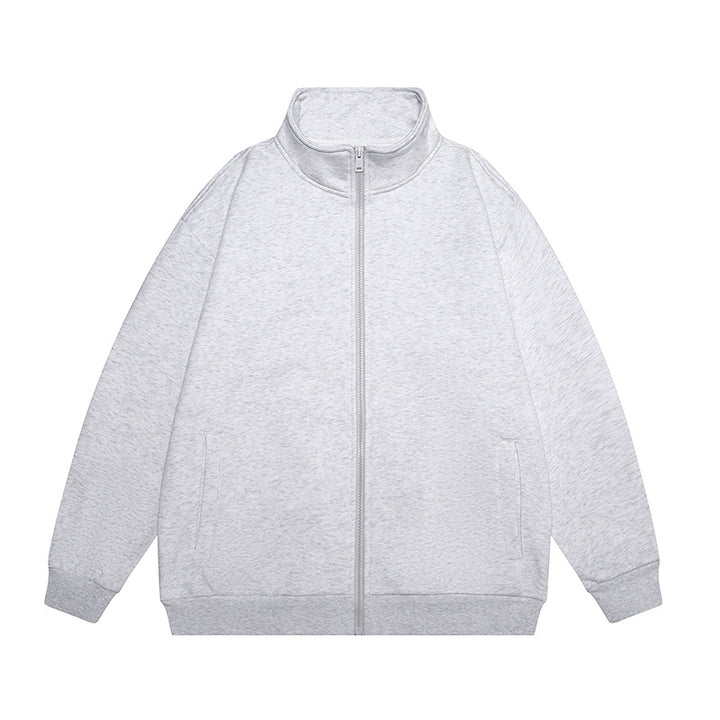 Herren Oversize Sweatjacke mit Stehkragen, durchgehendem Reißverschluss und geripptem Saum Drune
