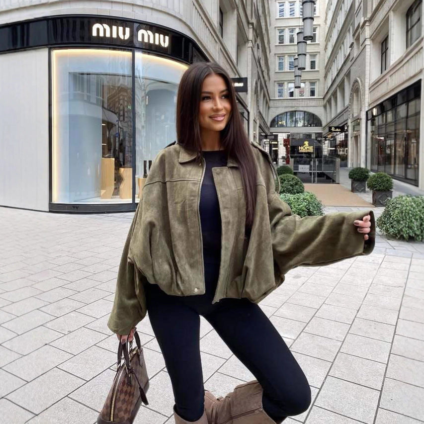 Damen Modische Oversized Jacke Drune