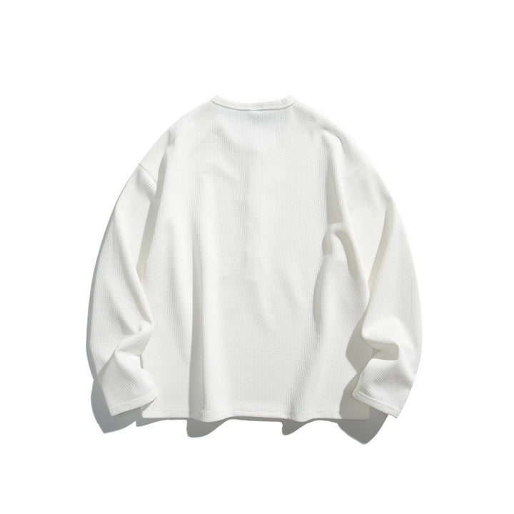 Unisex Waffelstruktur-Henleyshirt mit Knopfleiste und Oversize-Schnitt Drune
