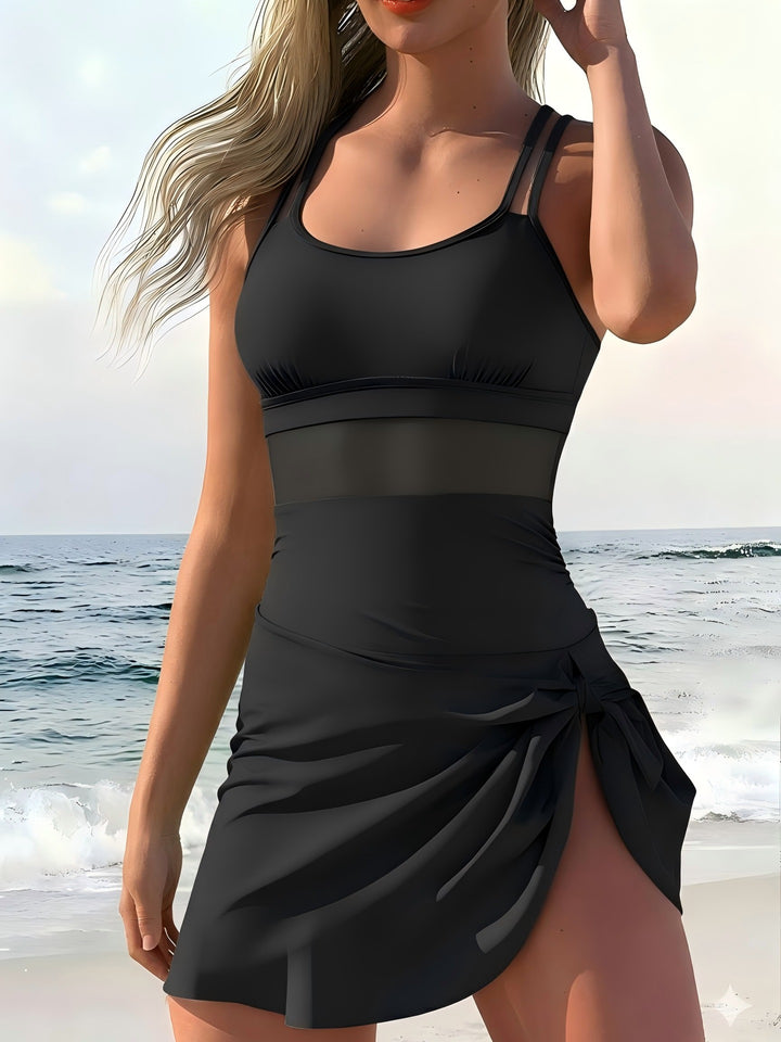 Damen Sportlicher Badeanzug mit modischem Wickelrock Drune