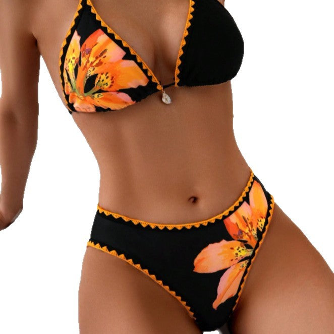 Damen Triangel-Bikini mit Floral-Print und attraktiven Rüschendetails Drune