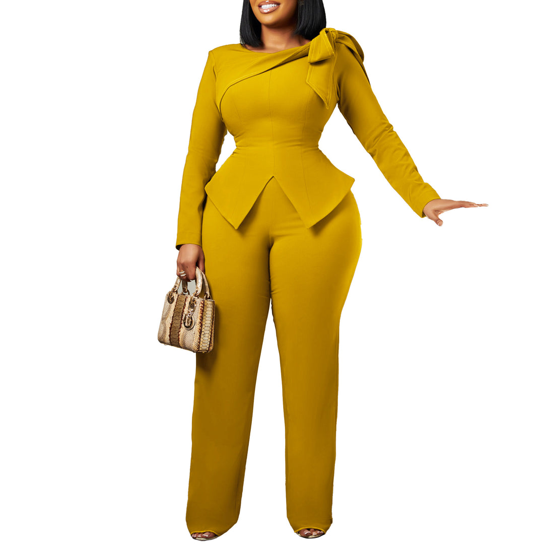 Damen eleganter Jumpsuit mit asymmetrischem Design und schickem Schlingenakzent Drune