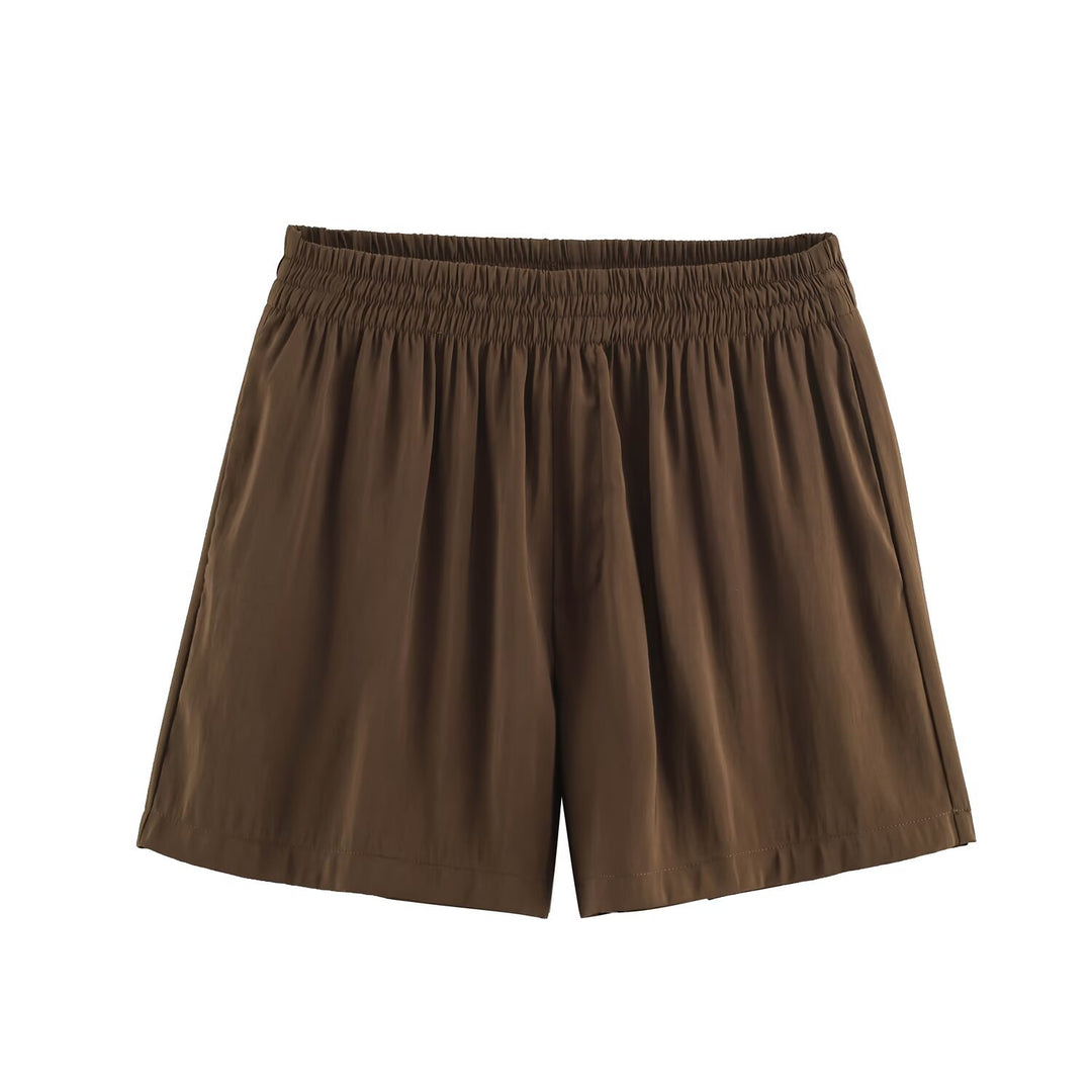 Damen Lockeres zweiteiliges Set mit Oversize-Hemd und Elastik-Shorts Drune