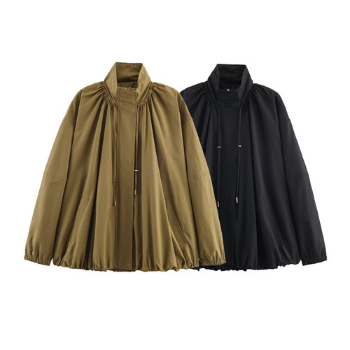 Damen modische Übergangsjacke mit hohem Kragen und lässigem Schnitt Drune