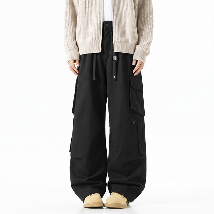 Herren Extraweite Baggy-Cargo-Hose mit Elastikbund, Tunnelzug und Mehrfach‑Utility‑Taschen Drune
