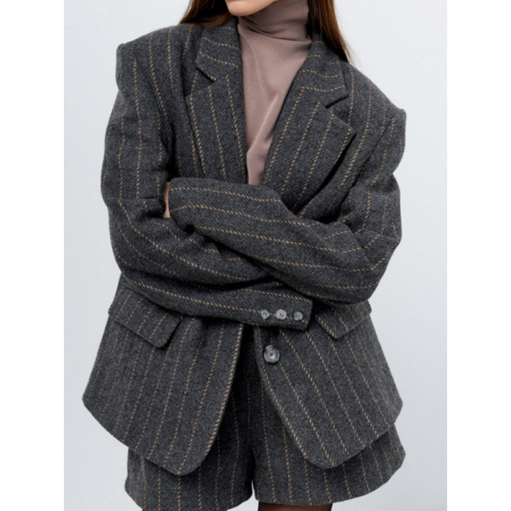 Damen Oversized Blazer mit feinem Nadelstreifen und detailreicher Verarbeitung Drune