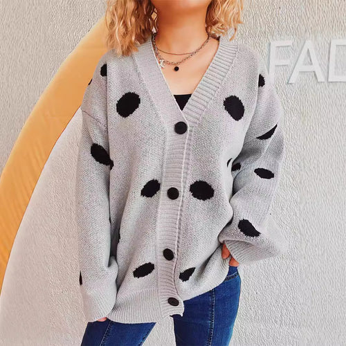 Damen modischer Strickcardigan mit einzigartigem Punktedesign und bequemen Schnitt Drune