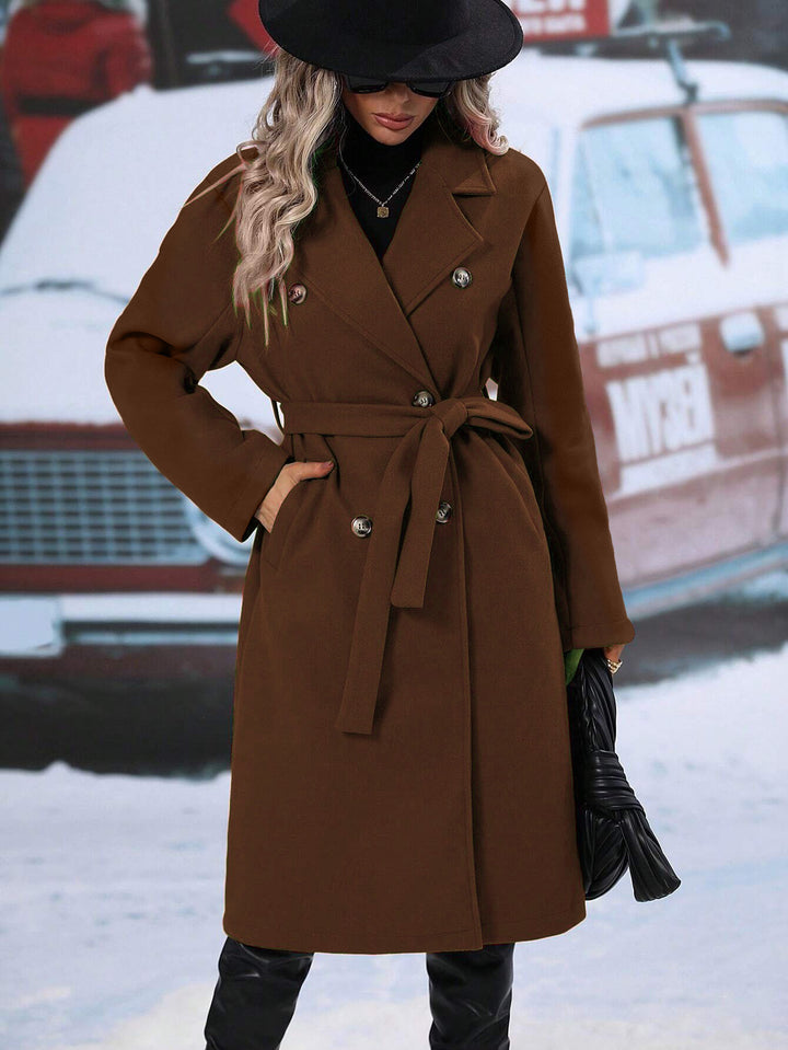 Damen eleganter Trenchcoat mit tailliertem Schnitt und Gürtel Drune