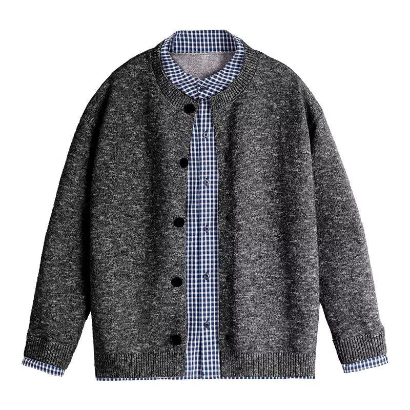 Damen Strickjacke mit modernem Kragen und integrierter Hemdoptik Drune