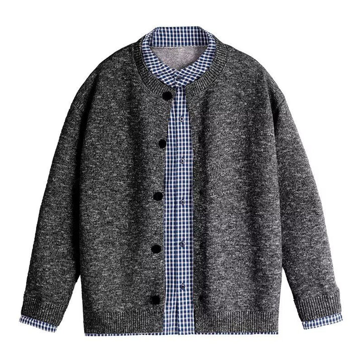 Damen Strickjacke mit modernem Kragen und integrierter Hemdoptik Drune