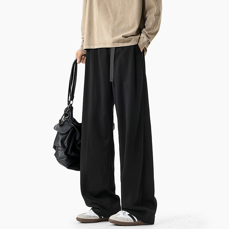 Herren Extraweite Drapierte Wide‑Leg‑Hose aus schwerfallendem Jersey mit Tunnelzugbund und Bundfalten Drune