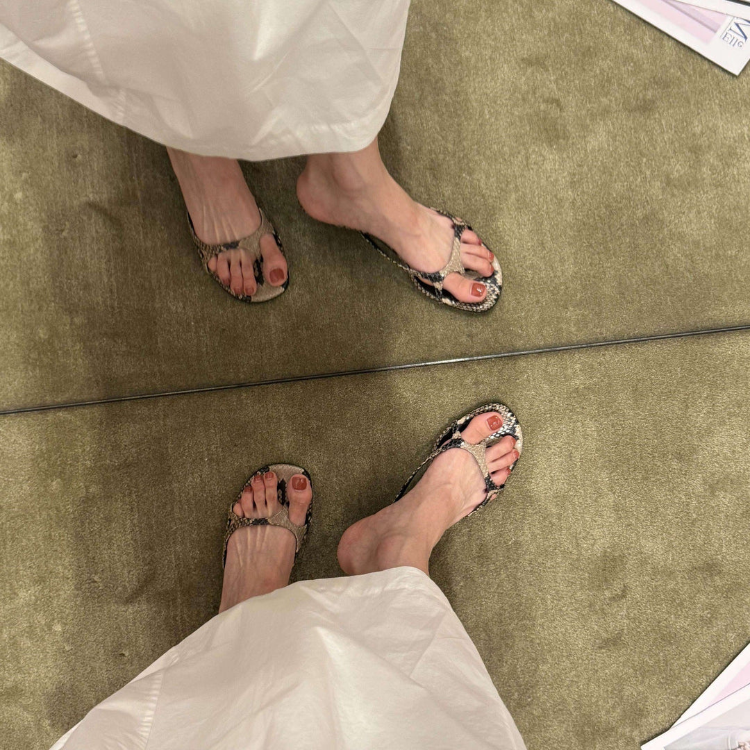 Damen Zehentrenner-Sandalen mit modischem Schlangenleder-Design und elegantem Absatz Drune
