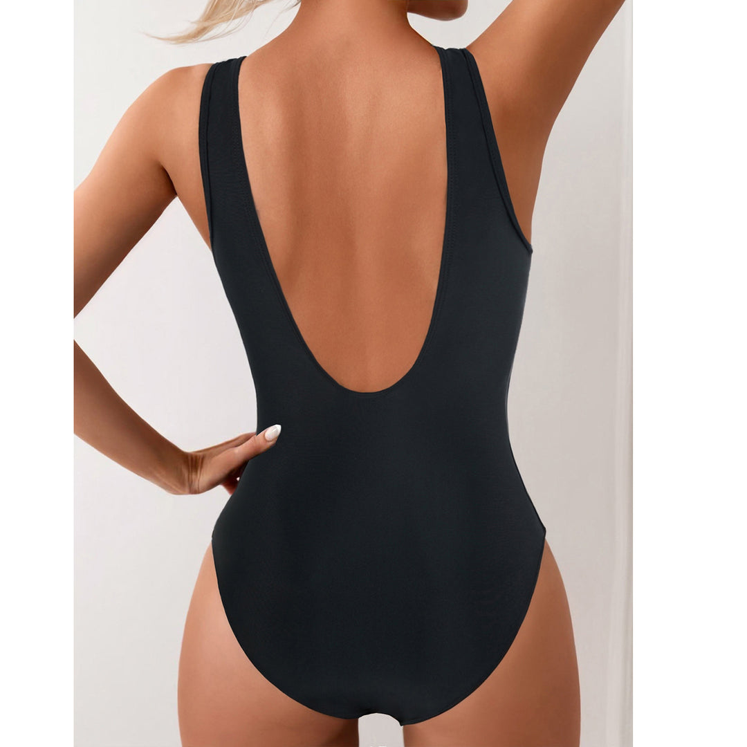 Damen Designer Badeanzug mit tiefem V-Ausschnitt und raffinierten Mesh-Einsätzen Drune