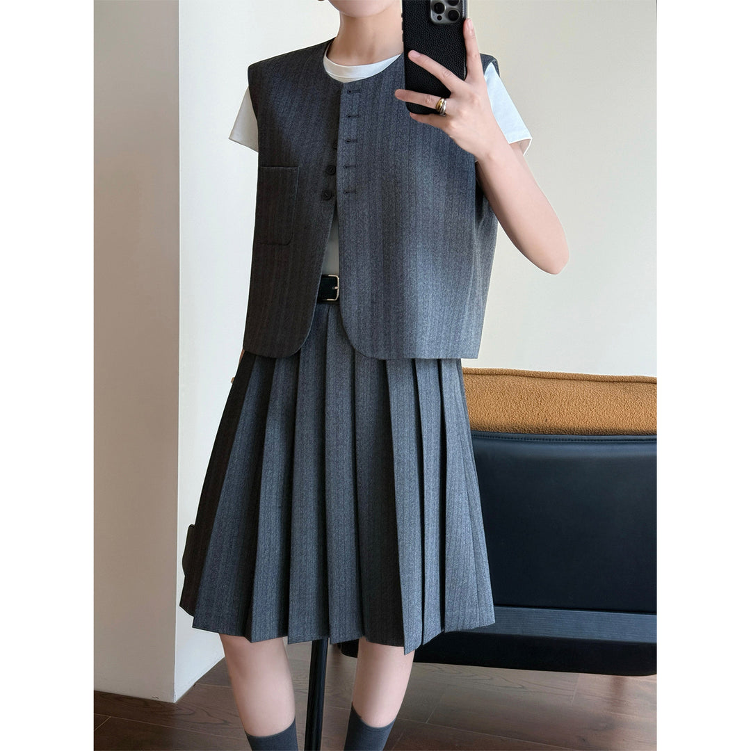 Damen Elegante Blazer-Weste mit gestreiftem Design Drune