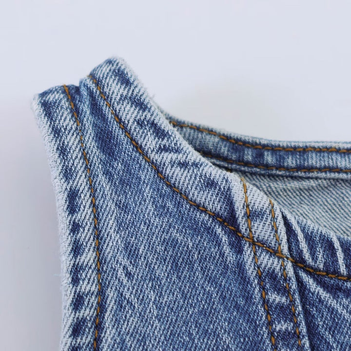 Damen Jeanskleid mit Rundhalsausschnitt und durchgehendem Knopfverschluss Drune