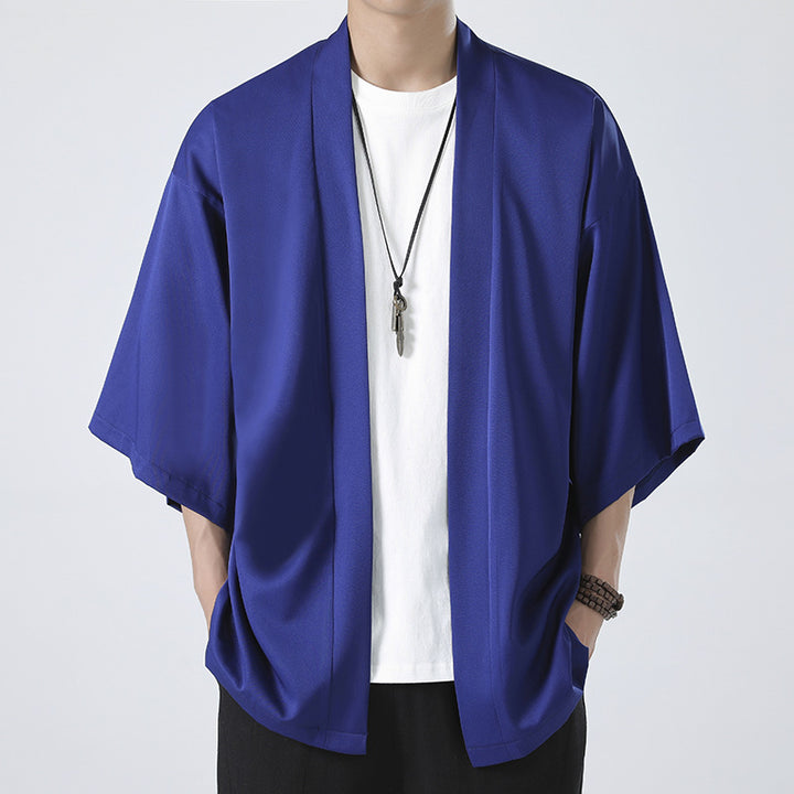 Herren nan kimonoartige Kurzjacke im Oversize-Stil mit offenem Schnitt und weichem Fall Drune