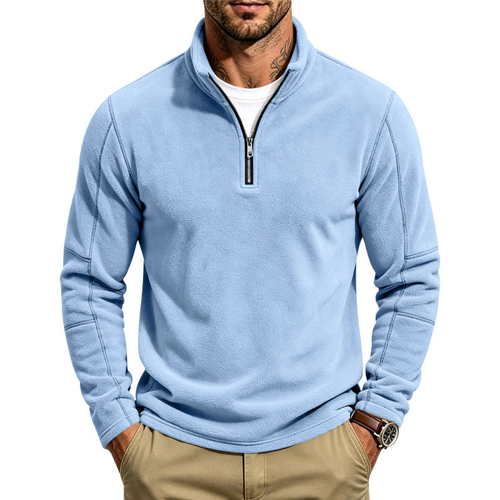 Herren Fleece-Halbreißverschluss-Pullover mit Stehkragen und Flatlock-Nähten Drune