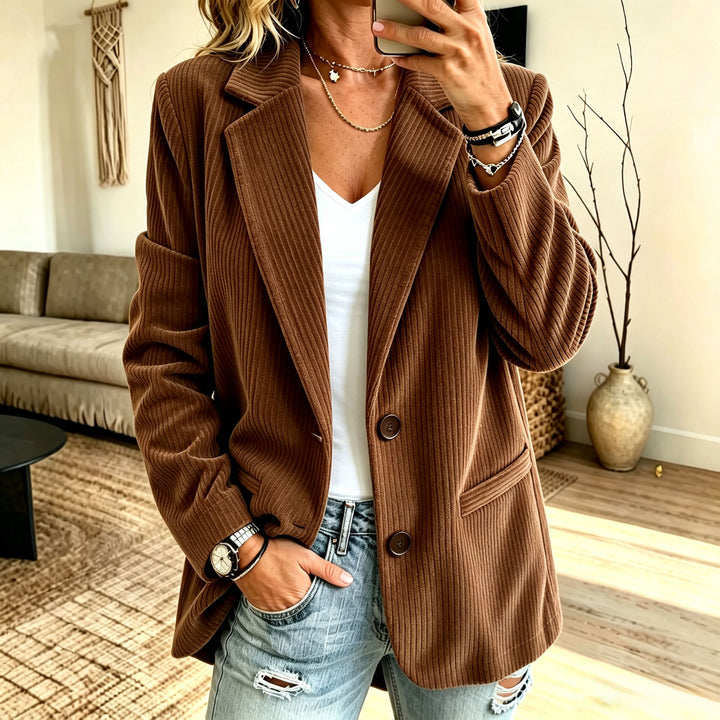 Damen Cordblazer mit Nadelstreifen-Optik und Oversize-Schnitt Drune