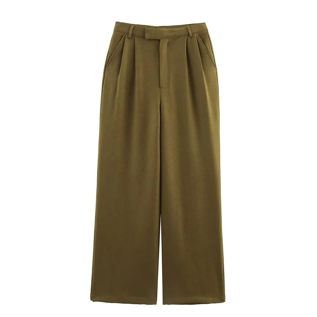Damen elegante Palazzo-Hose mit Faltenwurf und hohem Bund Drune