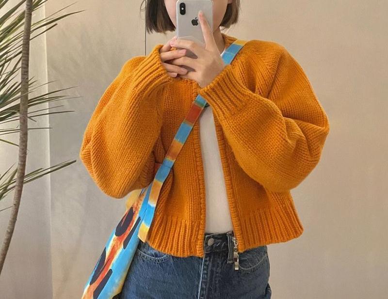 Damen Kuschelige Strickjacke mit Rundhalsausschnitt Drune